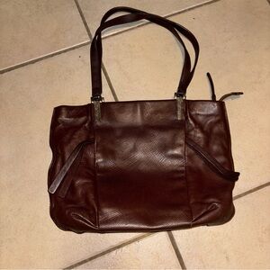 Brighton Brown Textured Pebbled Leather Shoulder Tote Bag F316567
